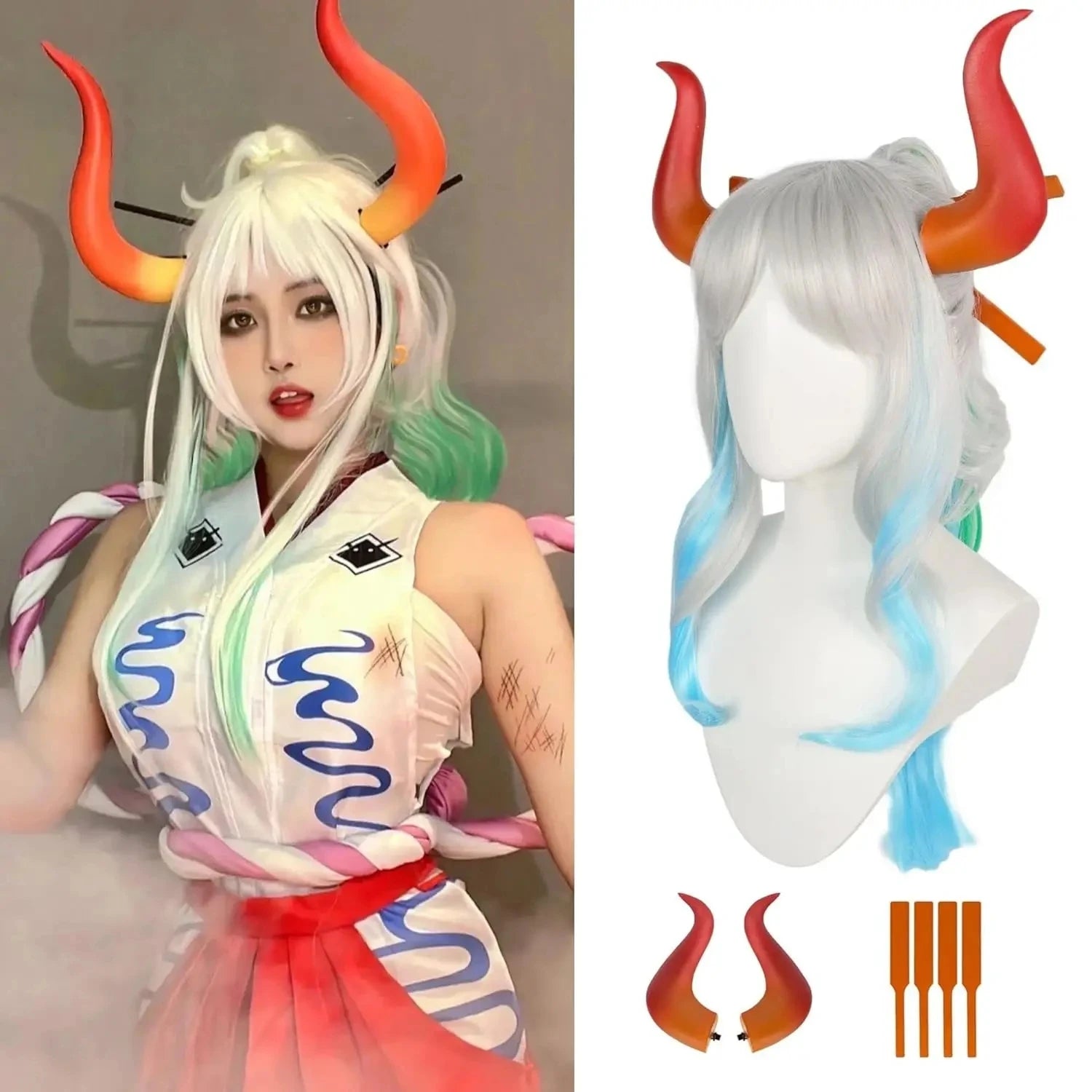 One Piece Yamato Cosplay Wig With Horns