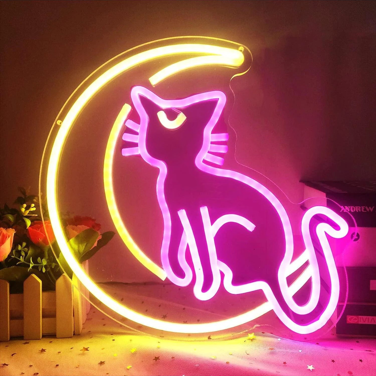 Cat Moon Light Neon Sign